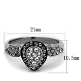 TK2136 - Two-Tone IP Black Stainless Steel Ring with Top Grade Crystal in Black Diamond - Alamode - Flyclothing LLC