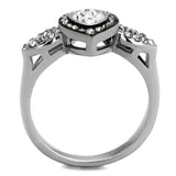 TK2136 - Two-Tone IP Black Stainless Steel Ring with Top Grade Crystal in Black Diamond - Alamode - Flyclothing LLC