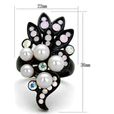 TK2138 - IP Black(Ion Plating) Stainless Steel Ring with Synthetic Pearl in Light Rose - Alamode - Flyclothing LLC