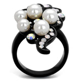 TK2138 - IP Black(Ion Plating) Stainless Steel Ring with Synthetic Pearl in Light Rose - Alamode - Flyclothing LLC