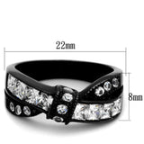 TK2139 - IP Black(Ion Plating) Stainless Steel Ring with AAA Grade CZ in Clear - Alamode - Flyclothing LLC