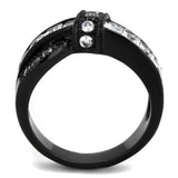 TK2139 - IP Black(Ion Plating) Stainless Steel Ring with AAA Grade CZ in Clear - Alamode - Flyclothing LLC