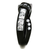 TK2139 - IP Black(Ion Plating) Stainless Steel Ring with AAA Grade CZ in Clear - Alamode - Flyclothing LLC