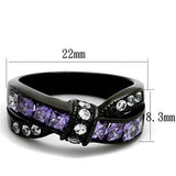 TK2140 - IP Black(Ion Plating) Stainless Steel Ring with AAA Grade CZ in Amethyst - Alamode - Flyclothing LLC