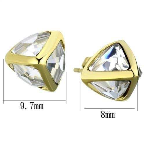 TK2148 - IP Gold(Ion Plating) Stainless Steel Earrings with Synthetic Synthetic Glass in Clear - Alamode - Flyclothing LLC