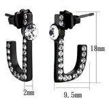 TK2150 - IP Black(Ion Plating) Stainless Steel Earrings with Top Grade Crystal in Clear - Alamode - Flyclothing LLC