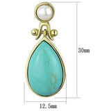 TK2151 - IP Gold(Ion Plating) Stainless Steel Earrings with Synthetic Turquoise in Turquoise - Alamode - Flyclothing LLC