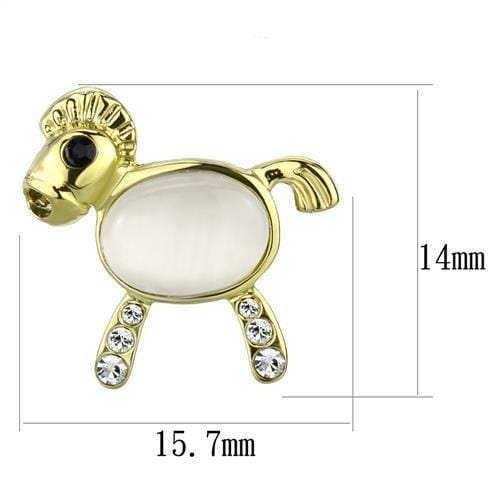 TK2152 - IP Gold(Ion Plating) Stainless Steel Earrings with Synthetic Cat Eye in White - Alamode - Flyclothing LLC
