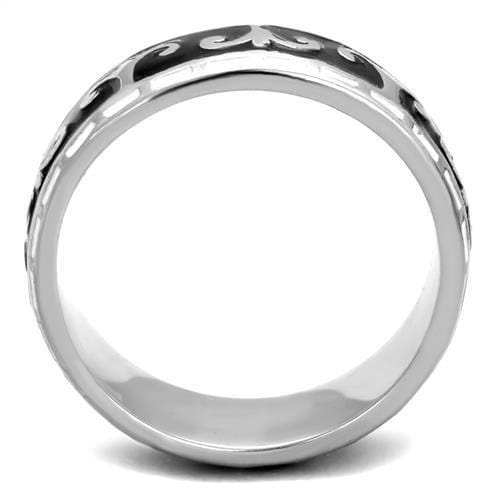 TK2154 - High polished (no plating) Stainless Steel Ring with Epoxy in Jet - Alamode - Flyclothing LLC