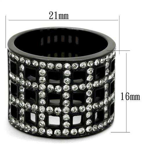 TK2155 - IP Black(Ion Plating) Stainless Steel Ring with Top Grade Crystal in Black Diamond - Alamode - Flyclothing LLC