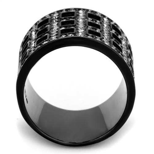 TK2155 - IP Black(Ion Plating) Stainless Steel Ring with Top Grade Crystal in Black Diamond - Alamode - Flyclothing LLC