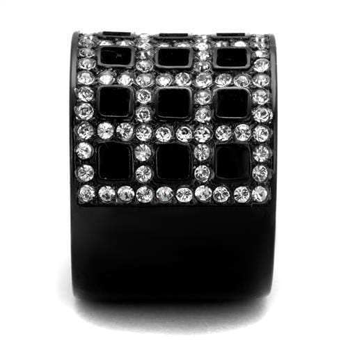 TK2155 - IP Black(Ion Plating) Stainless Steel Ring with Top Grade Crystal in Black Diamond - Alamode - Flyclothing LLC