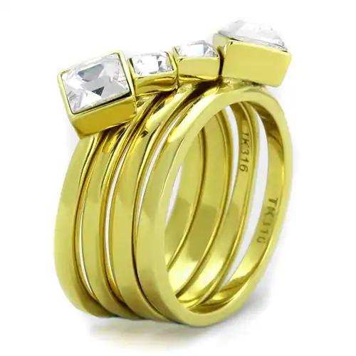 TK2158 - IP Gold(Ion Plating) Stainless Steel Ring with Top Grade Crystal in Clear - Alamode - Flyclothing LLC