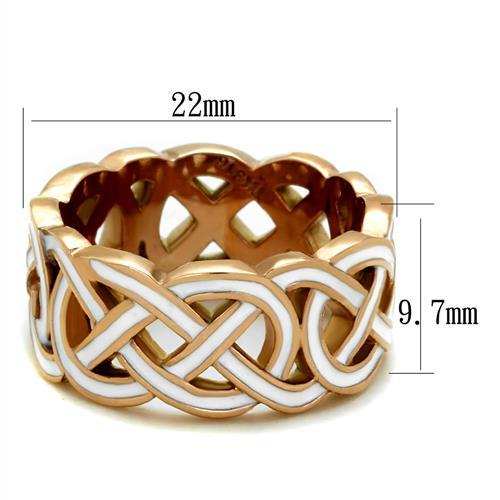 TK2159 - IP Rose Gold(Ion Plating) Stainless Steel Ring with Epoxy in White - Alamode - Flyclothing LLC