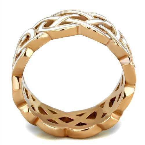 TK2159 - IP Rose Gold(Ion Plating) Stainless Steel Ring with Epoxy in White - Alamode - Flyclothing LLC