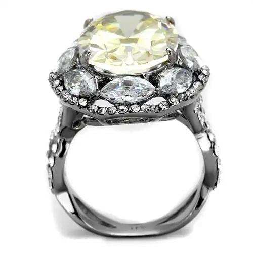 TK2162 - High polished (no plating) Stainless Steel Ring with AAA Grade CZ in Citrine Yellow - Alamode - Flyclothing LLC