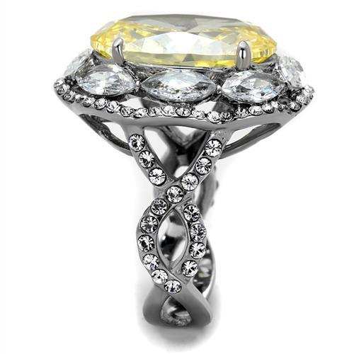 TK2162 - High polished (no plating) Stainless Steel Ring with AAA Grade CZ in Citrine Yellow - Alamode - Flyclothing LLC
