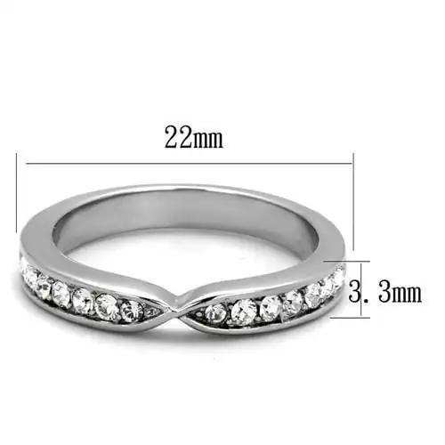 TK2163 - High polished (no plating) Stainless Steel Ring with Top Grade Crystal in Clear - Alamode - Flyclothing LLC