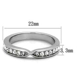 TK2163 - High polished (no plating) Stainless Steel Ring with Top Grade Crystal in Clear - Alamode - Flyclothing LLC