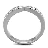 TK2163 - High polished (no plating) Stainless Steel Ring with Top Grade Crystal in Clear - Alamode - Flyclothing LLC