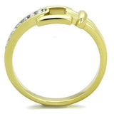 TK2164 - Two-Tone IP Gold (Ion Plating) Stainless Steel Ring with Top Grade Crystal in Clear - Alamode - Flyclothing LLC