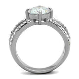 TK2165 - High polished (no plating) Stainless Steel Ring with AAA Grade CZ in Clear - Alamode - Flyclothing LLC