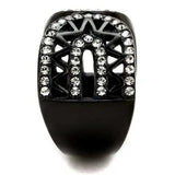 TK2166 - IP Black(Ion Plating) Stainless Steel Ring with Top Grade Crystal in Black Diamond - Alamode - Flyclothing LLC