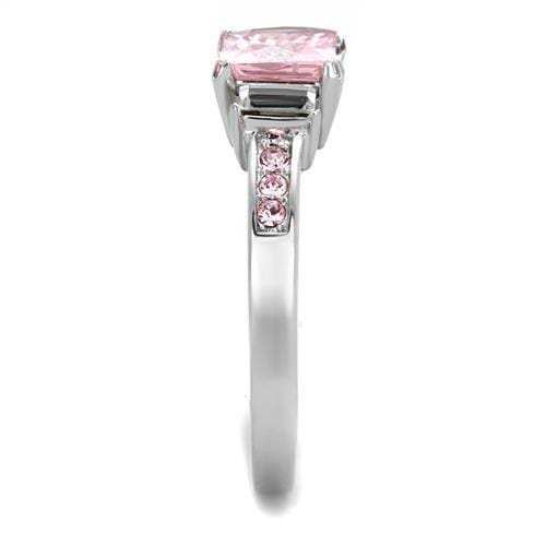 TK2169 - High polished (no plating) Stainless Steel Ring with AAA Grade CZ in Rose - Alamode - Flyclothing LLC