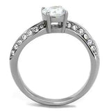 TK2171 - High polished (no plating) Stainless Steel Ring with AAA Grade CZ in Clear - Alamode - Flyclothing LLC
