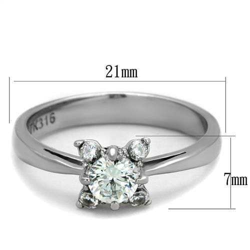 TK2172 - High polished (no plating) Stainless Steel Ring with AAA Grade CZ in Clear - Alamode - Flyclothing LLC