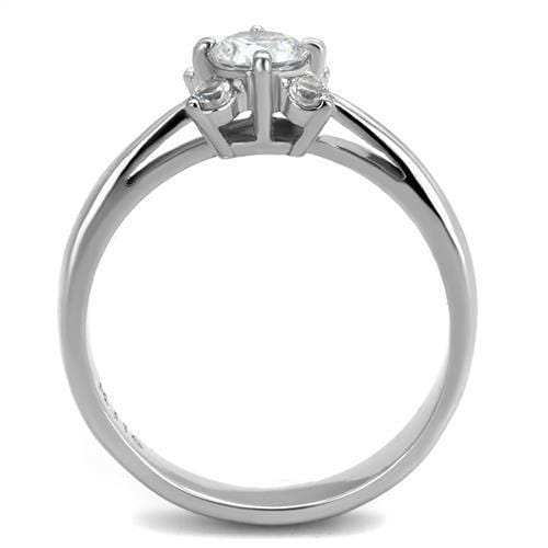 TK2172 - High polished (no plating) Stainless Steel Ring with AAA Grade CZ in Clear - Alamode - Flyclothing LLC
