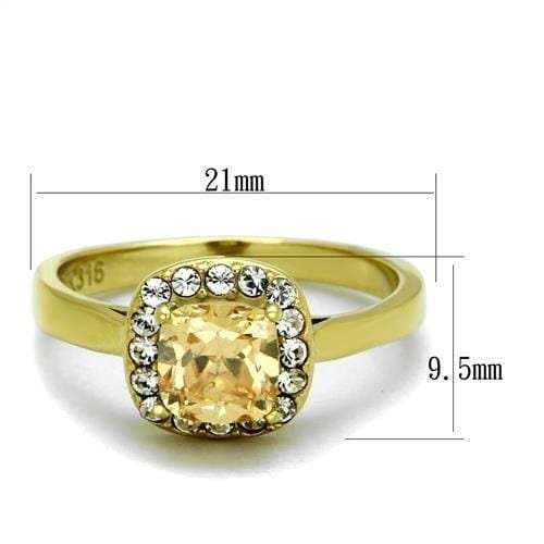 TK2173 - IP Gold(Ion Plating) Stainless Steel Ring with AAA Grade CZ in Champagne - Alamode - Flyclothing LLC