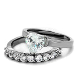 TK2176 - High polished (no plating) Stainless Steel Ring with AAA Grade CZ in Clear - Alamode - Flyclothing LLC