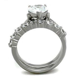 TK2176 - High polished (no plating) Stainless Steel Ring with AAA Grade CZ in Clear - Alamode - Flyclothing LLC