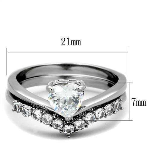 TK2178 - High polished (no plating) Stainless Steel Ring with AAA Grade CZ in Clear - Alamode - Flyclothing LLC