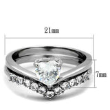 TK2178 - High polished (no plating) Stainless Steel Ring with AAA Grade CZ in Clear - Alamode - Flyclothing LLC