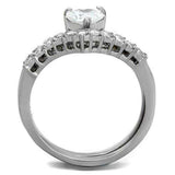 TK2178 - High polished (no plating) Stainless Steel Ring with AAA Grade CZ in Clear - Alamode - Flyclothing LLC