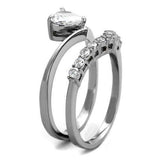 TK2178 - High polished (no plating) Stainless Steel Ring with AAA Grade CZ in Clear - Alamode - Flyclothing LLC