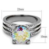 TK2179 - High polished (no plating) Stainless Steel Ring with AAA Grade CZ in White AB - Alamode - Flyclothing LLC
