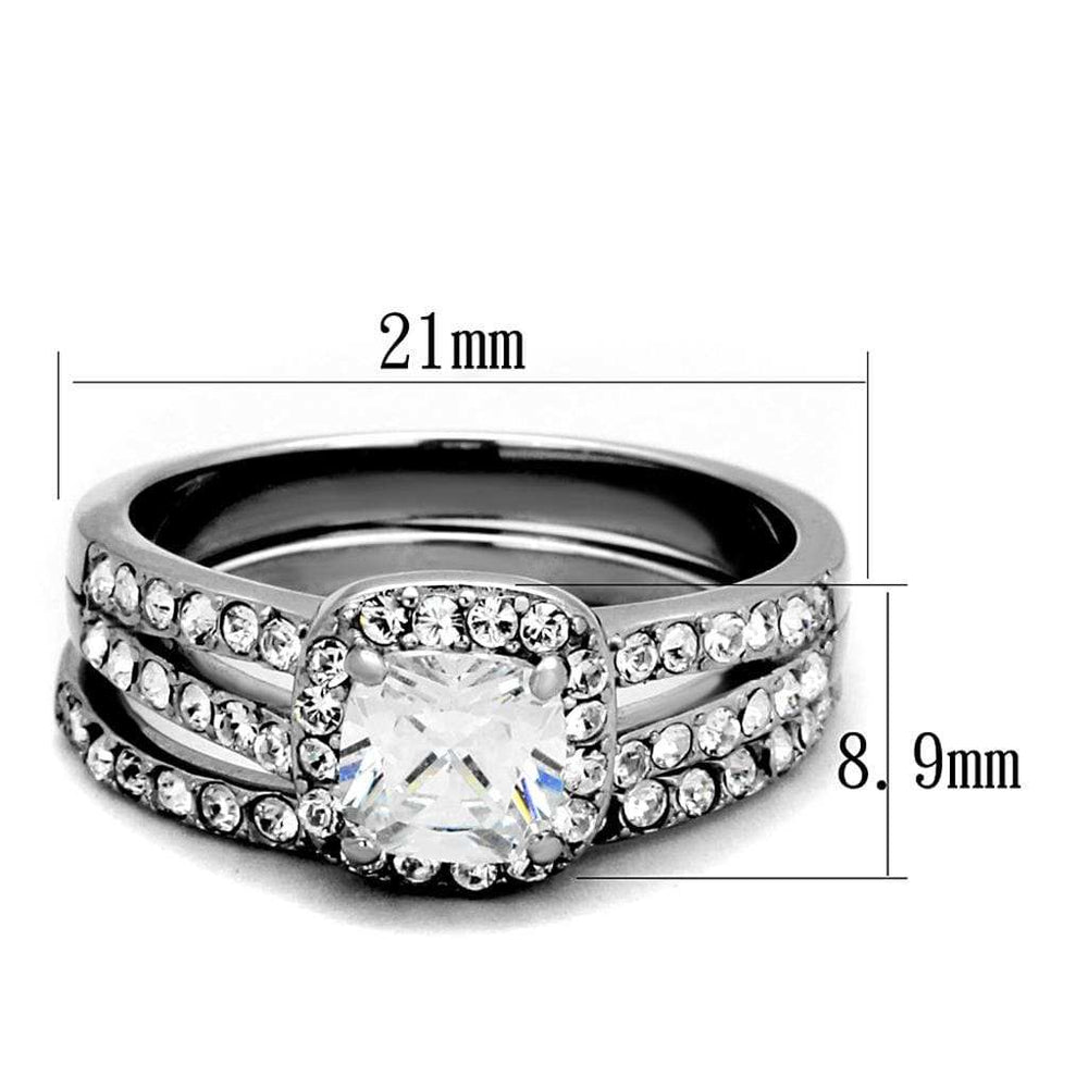TK2180 - High polished (no plating) Stainless Steel Ring with AAA Grade CZ in Clear - Alamode - Flyclothing LLC