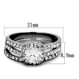 TK2180 - High polished (no plating) Stainless Steel Ring with AAA Grade CZ in Clear - Alamode - Flyclothing LLC
