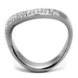 TK2181 - High polished (no plating) Stainless Steel Ring with Top Grade Crystal in Clear - Alamode - Flyclothing LLC