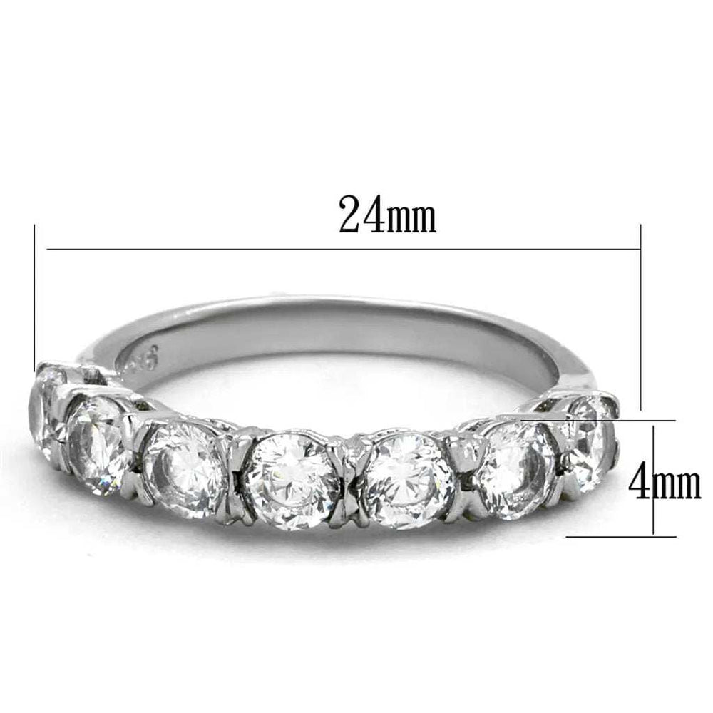 TK2182 - High polished (no plating) Stainless Steel Ring with AAA Grade CZ in Clear - Alamode - Flyclothing LLC