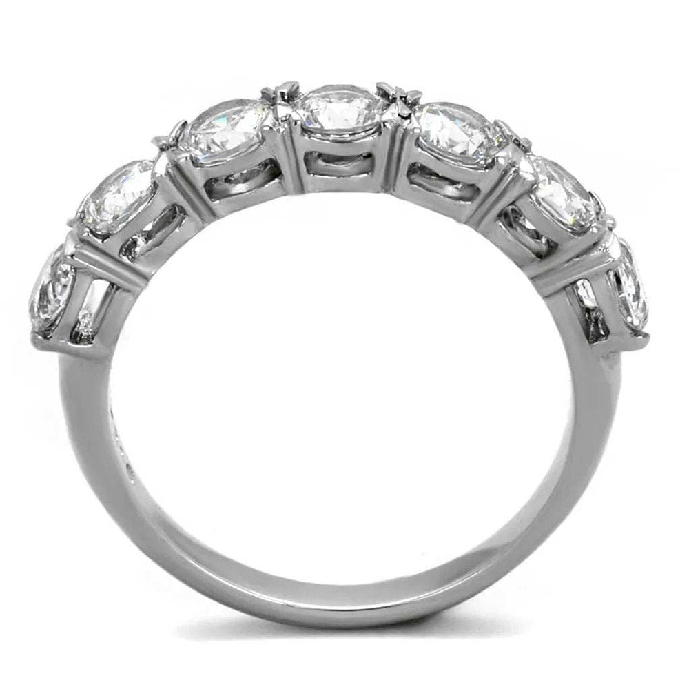 TK2182 - High polished (no plating) Stainless Steel Ring with AAA Grade CZ in Clear - Alamode - Flyclothing LLC