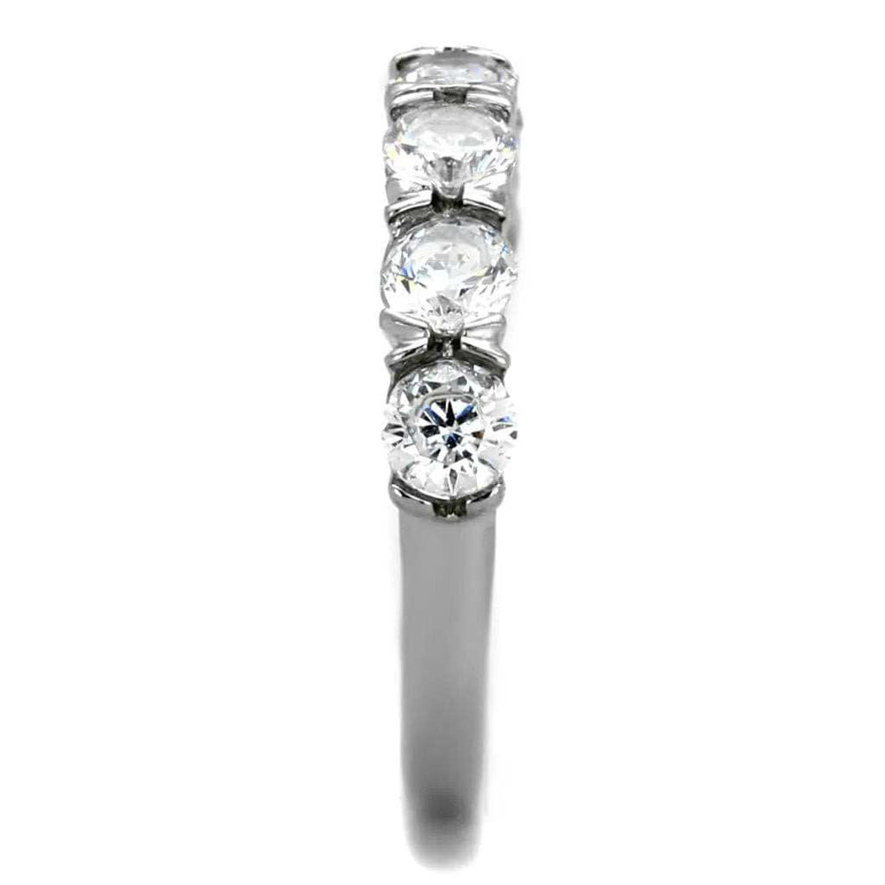 TK2182 - High polished (no plating) Stainless Steel Ring with AAA Grade CZ in Clear - Alamode - Flyclothing LLC