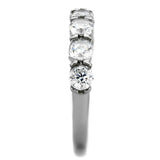 TK2182 - High polished (no plating) Stainless Steel Ring with AAA Grade CZ in Clear - Alamode - Flyclothing LLC