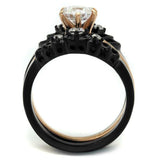 TK2189 - IP Rose Gold+ IP Black (Ion Plating) Stainless Steel Ring with AAA Grade CZ in Clear - Alamode - Flyclothing LLC
