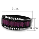 TK2191 - IP Black(Ion Plating) Stainless Steel Ring with Top Grade Crystal in Amethyst - Alamode - Flyclothing LLC