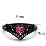 TK2192 - IP Black(Ion Plating) Stainless Steel Ring with Top Grade Crystal in Rose - Alamode - Flyclothing LLC
