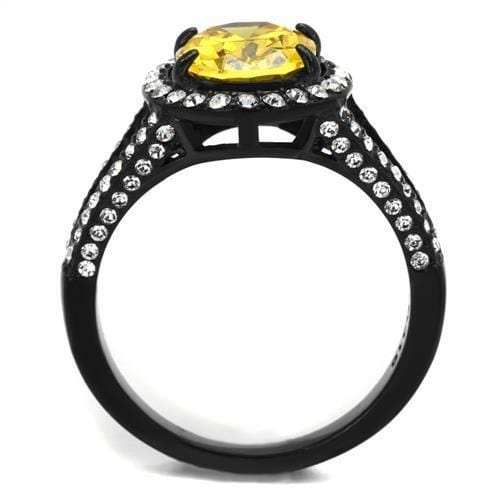 TK2193 - IP Black(Ion Plating) Stainless Steel Ring with AAA Grade CZ in Topaz - Alamode - Flyclothing LLC